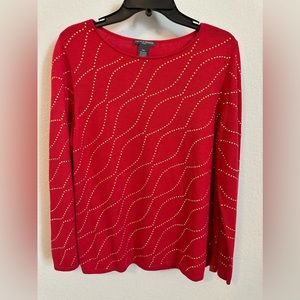 Chelsea & Theodore: Red, Petite XL, Red lightweight sweater